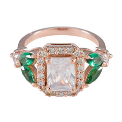 Emerald CZ Halo American 92.5 Silver Green Gemstones Slim valentine Ring Jewellery