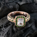 Emerald CZ Halo American 92.5 Silver Green Gemstone Versatile Promise Ring Jewellery