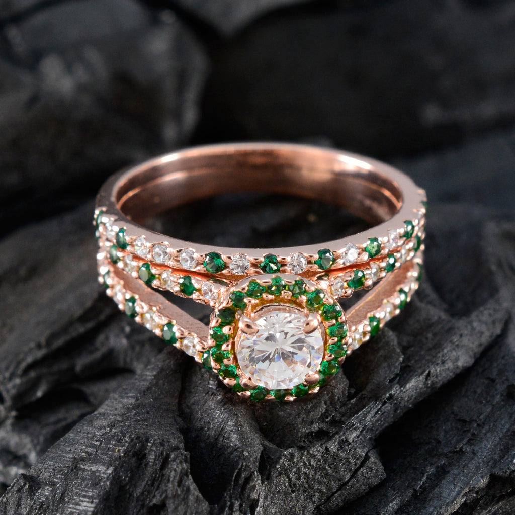 Emerald CZ Halo Korean 925 Silver Green Gemstone Whisper thin propsel Ring Jewelry