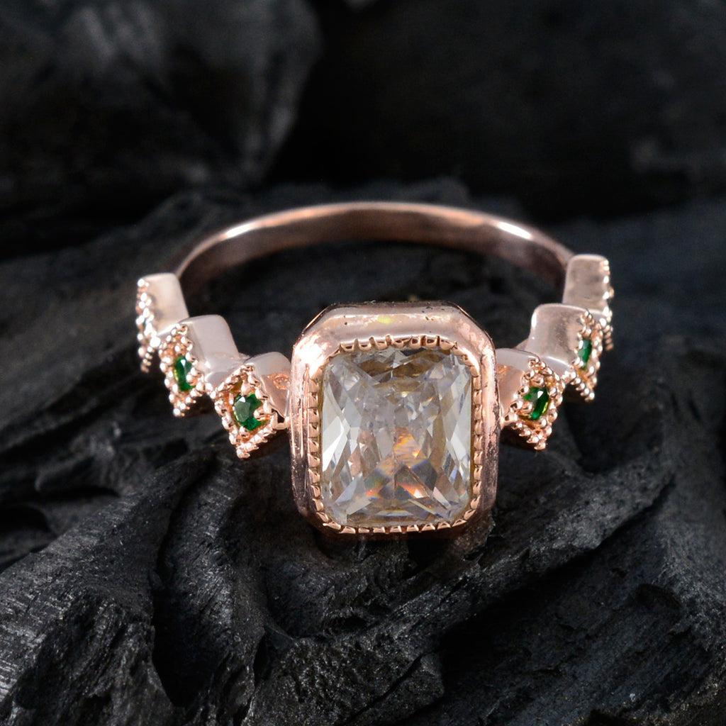 Emerald CZ Penta American Silver Green Gemstone Delicate Graceful Ring Jewellery