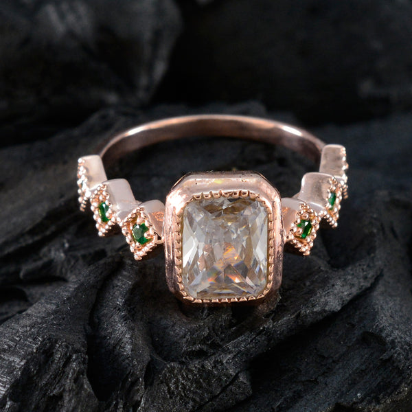 Emerald CZ Penta American Silver Green Gemstone Delicate Graceful Ring Jewellery