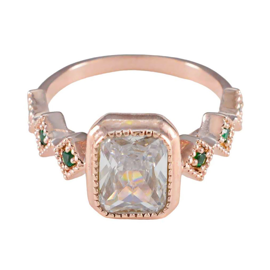 Emerald CZ Penta American Silver Green Gemstone Delicate Graceful Ring Jewellery