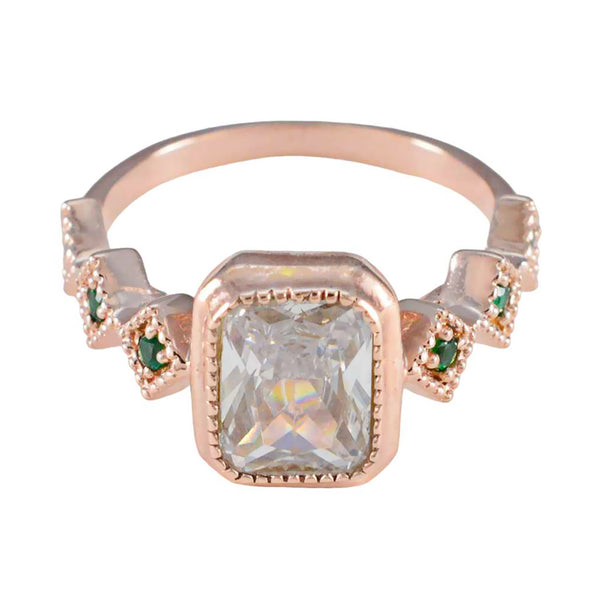 Emerald CZ Penta American Silver Green Gemstone Delicate Graceful Ring Jewellery