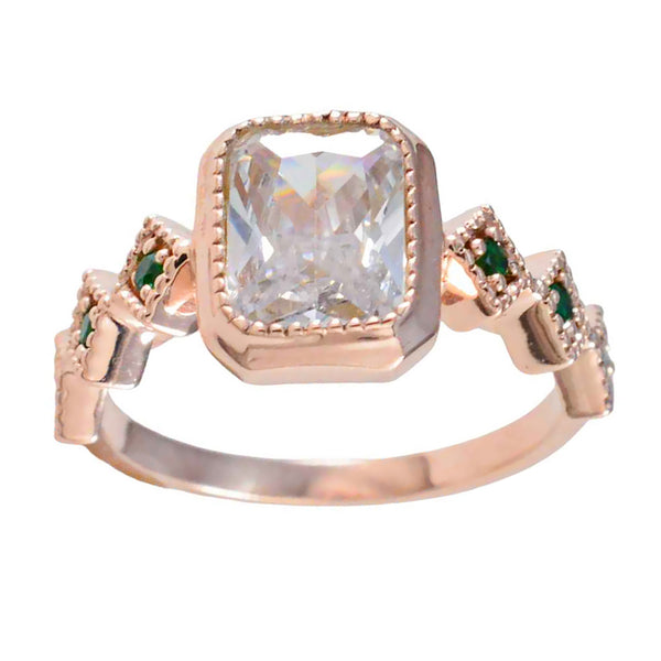 Emerald CZ Penta American Silver Green Gemstone Delicate Graceful Ring Jewellery
