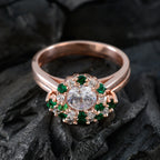 Emerald CZ Halo Indian 925 Sterling Silver Green Gemstones Slim Engagement Ring Jewelry