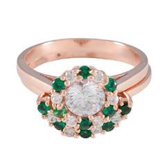 Emerald CZ Halo Indian 925 Sterling Silver Green Gemstones Slim Engagement Ring Jewelry