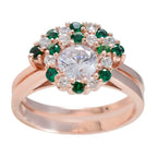 Emerald CZ Halo Indian 925 Sterling Silver Green Gemstones Slim Engagement Ring Jewelry