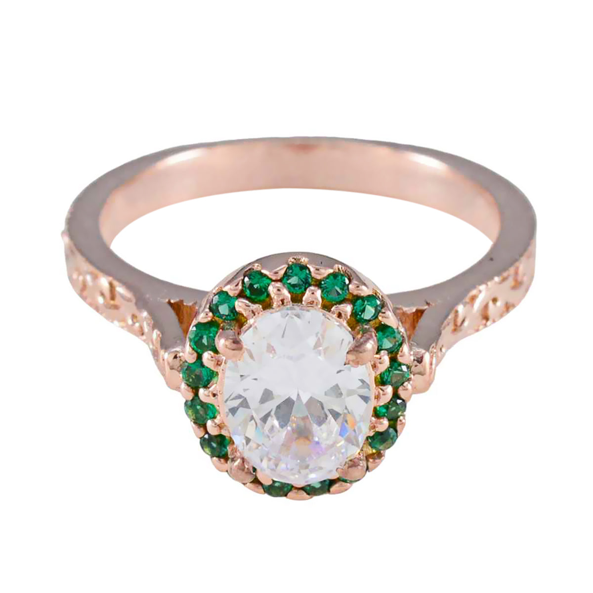 Emerald CZ Halo Indian 925 Sterling Silver Green Gemstone Whisper thin Promise Ring Jewelry メイン画像