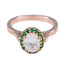 Emerald CZ Halo Indian 925 Sterling Silver Green Gemstone Whisper thin Promise Ring Jewelry