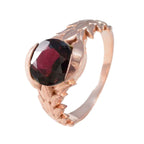Garnet Solitaire Korean 925 Sterling Silver Red Gemstone Mid weight Trendy Ring Jewellery