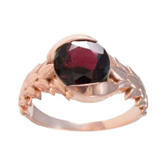 Garnet Solitaire Korean 925 Sterling Silver Red Gemstone Mid weight Trendy Ring Jewellery