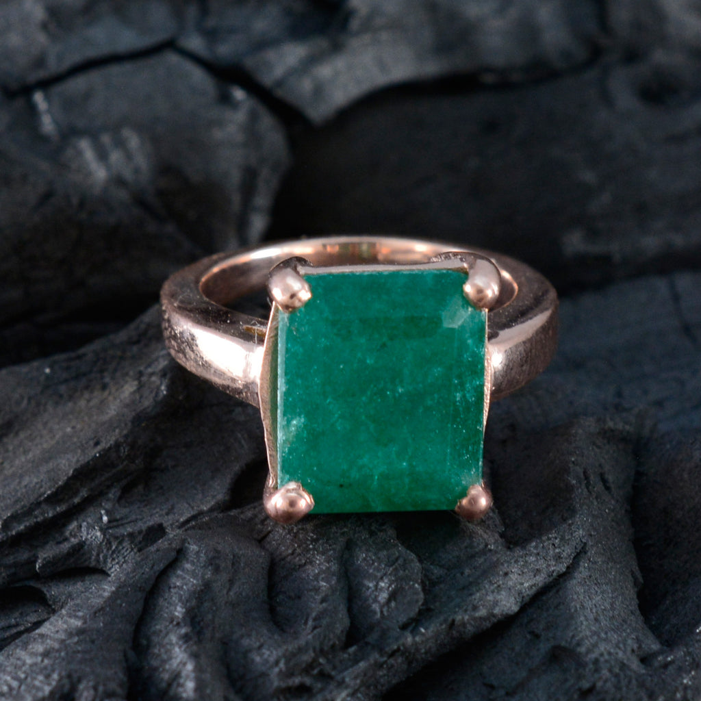 Indian Emerald Solitaire Indian 925 Sterling Silver Green Gemstones Minimal valentine Ring Jewellery