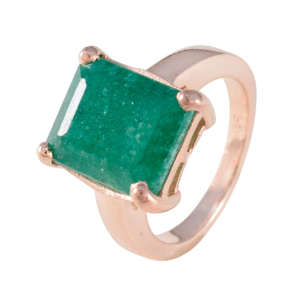 Indian Emerald Solitaire Indian 925 Sterling Silver Green Gemstones Minimal valentine Ring Jewellery
