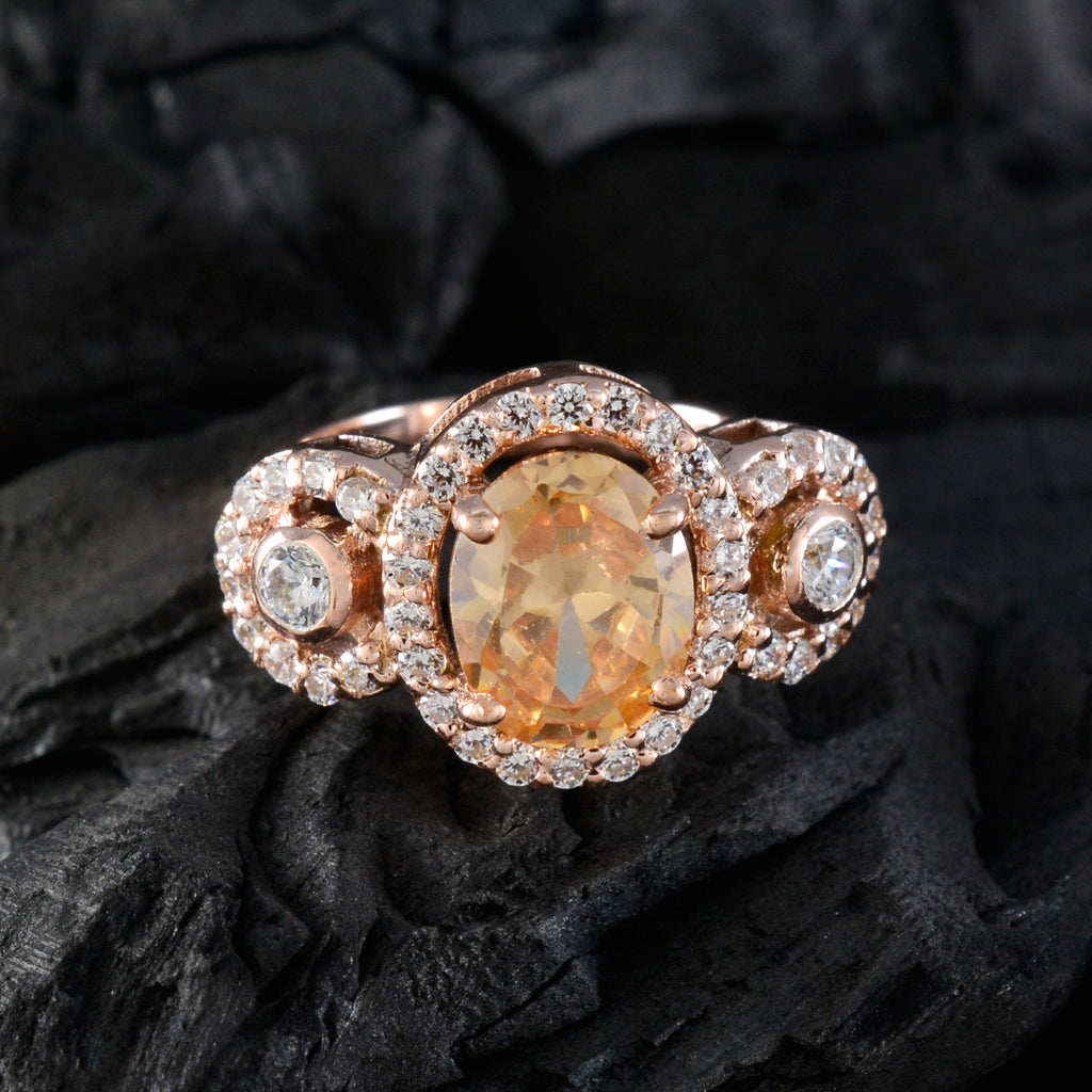 Morganite CZ Halo Korean 925 Sterling Silver Brown Gemstones Slim propsel Ring Jewelry