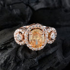 Morganite CZ Halo Korean 925 Sterling Silver Brown Gemstones Slim propsel Ring Jewelry