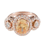 Morganite CZ Halo Korean 925 Sterling Silver Brown Gemstones Slim propsel Ring Jewelry