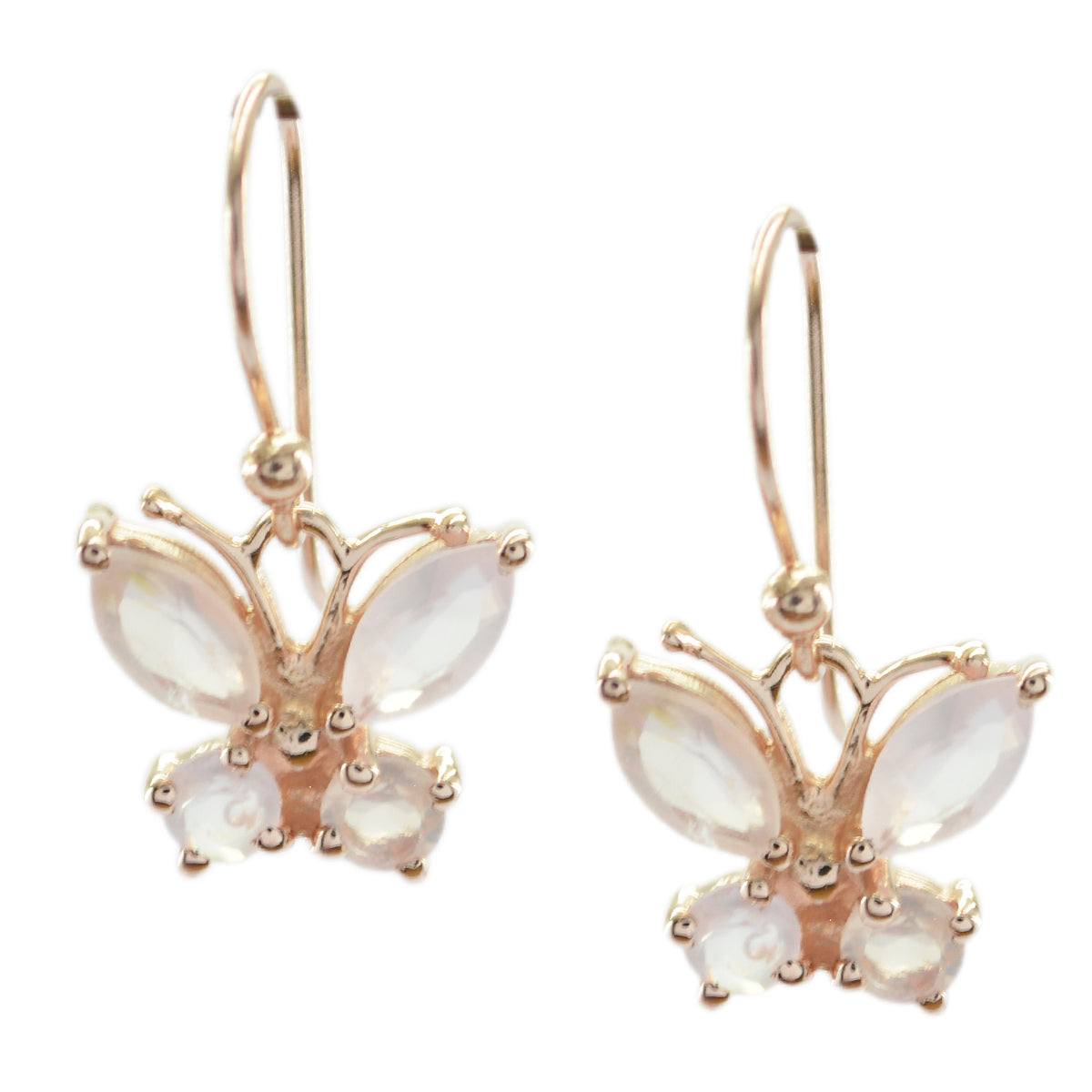 Rose-Quartz-Japanese-Lucy-multiple-Dangle-Pink-92.5-Silver-Earring Главное изображение товара