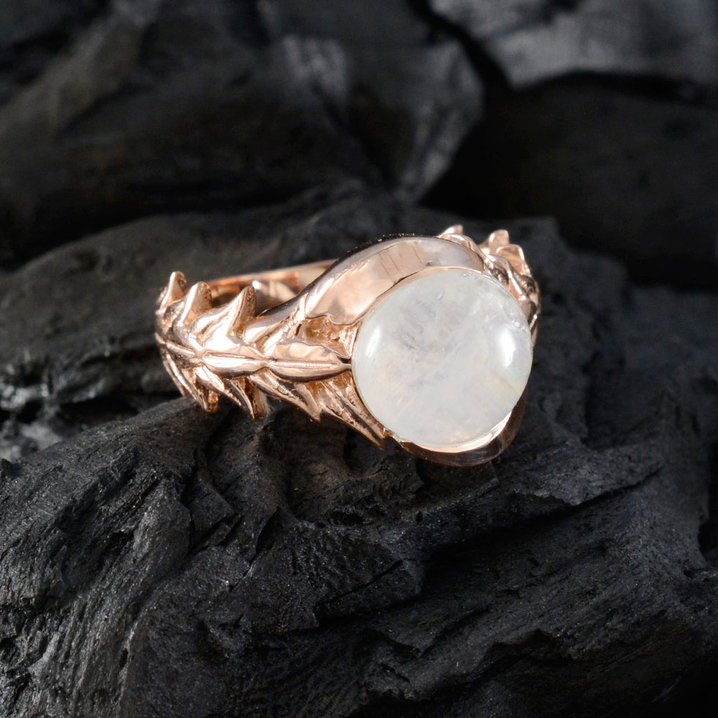 Rainbow Moonstone Solitaire Latin American Silver White Gemstones Mid weight Trendy Ring Jewelry