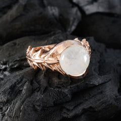 Rainbow Moonstone Solitaire Latin American Silver White Gemstones Mid weight Trendy Ring Jewelry