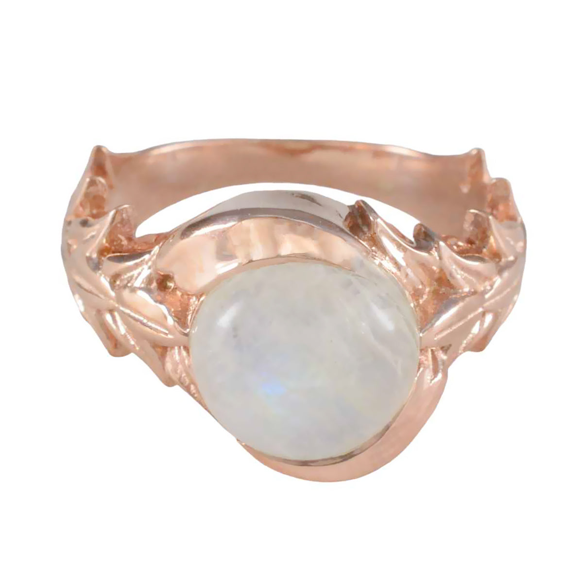 Rainbow Moonstone Solitaire Latin American Silver White Gemstones Mid weight Trendy Ring Jewelry