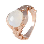 Rainbow Moonstone Solitaire Latin American Silver White Gemstones Mid weight Trendy Ring Jewelry