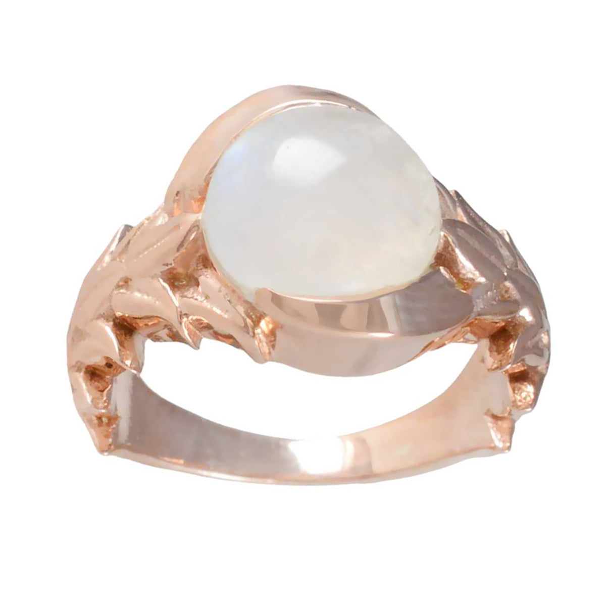 Rainbow Moonstone Solitaire Latin American Silver White Gemstones Mid weight Trendy Ring Jewelry