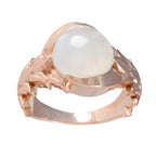 Rainbow Moonstone Solitaire Latin American Silver White Gemstones Mid weight Trendy Ring Jewelry