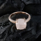 Rose Quartz Halo Latin American 92.5 Silver Pink Gems Whisper thin Love Ring Jewellery