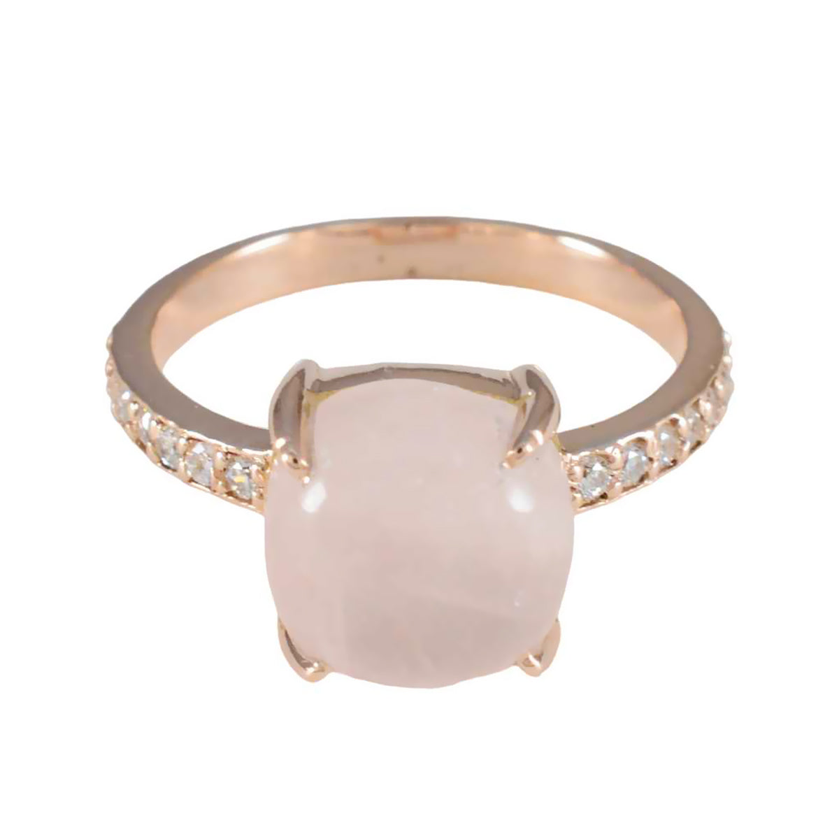 Rose Quartz Halo Latin American 92.5 Silver Pink Gems Whisper thin Love Ring Jewellery