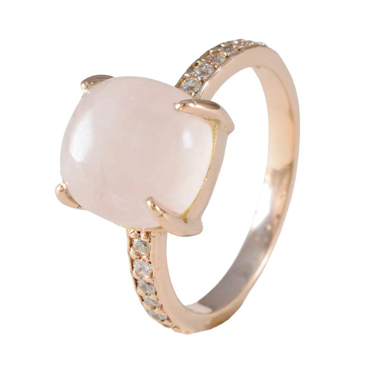 Rose Quartz Halo Latin American 92.5 Silver Pink Gems Whisper thin Love Ring Jewellery