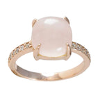 Rose Quartz Halo Latin American 92.5 Silver Pink Gems Whisper thin Love Ring Jewellery