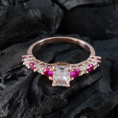 Riyo volwassen zilveren ring met roségouden robijn CZ-steen ovale vorm Prong-instelling handgemaakte sieraden jubileumring