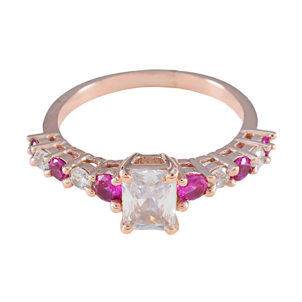 Ruby CZ multiple American 925 Silver Red Gemstone Delicate Contemporary Ring Jewellery