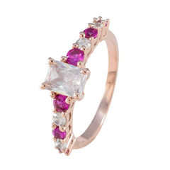 Anillo de plata madura riyo con chapado en oro rosa, piedra de rubí cz, ajuste de punta ovalada, joyería hecha a mano, anillo de aniversario
