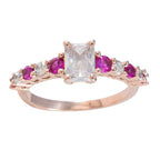 Ruby CZ multiple American 925 Silver Red Gemstone Delicate Contemporary Ring Jewellery