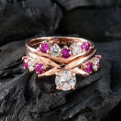 riyo Perfect серебряное кольцо с покрытием из розового золота рубин cz камень круглой формы с зубцом стильные украшения кольцо Черная пятница