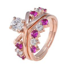Anillo de plata perfecto riyo con chapado en oro rosa, piedra de rubí cz, ajuste de punta redonda, joyería elegante, anillo de Viernes Negro