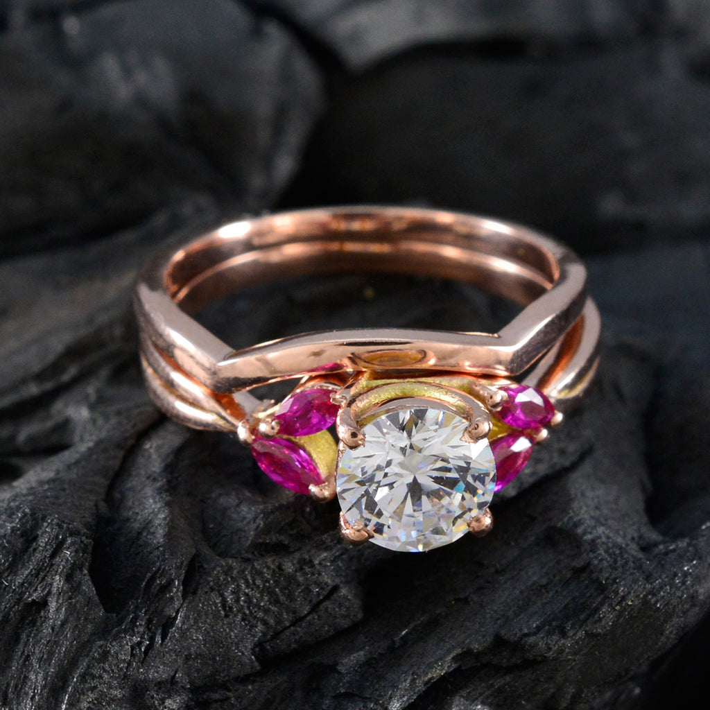 Ruby CZ Penta Latin American 925 Sterling Silver Red Gemstones Whisper thin valentine Ring Jewellery