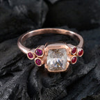 Ruby CZ Hepta Latin American 92.5 Silver Red Gems Delicate Graceful Ring Jewellery