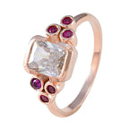 Ruby CZ Hepta Latin American 92.5 Silver Red Gems Delicate Graceful Ring Jewellery