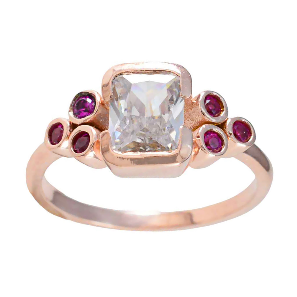 Ruby CZ Hepta Latin American 92.5 Silver Red Gems Delicate Graceful Ring Jewellery