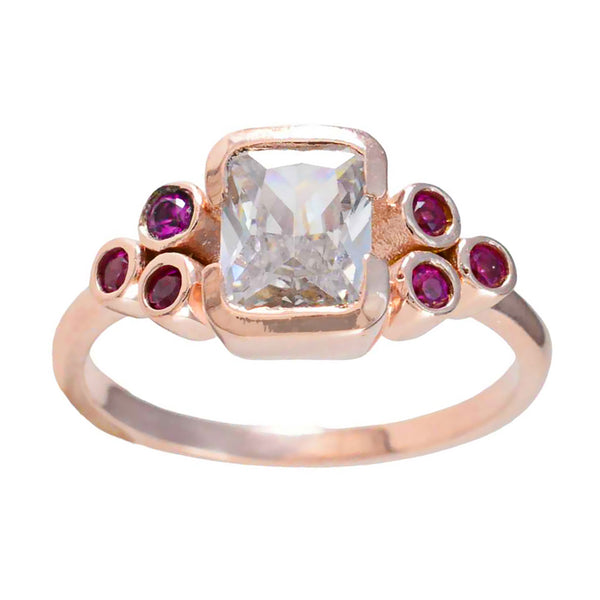 Ruby CZ Hepta Latin American 92.5 Silver Red Gems Delicate Graceful Ring Jewellery
