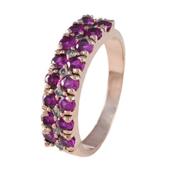 Превосходное серебряное кольцо riyo с покрытием из розового золота, рубин и камень cz, круглая форма, закрепка зубца, антикварное ювелирное изделие, обручальное кольцо