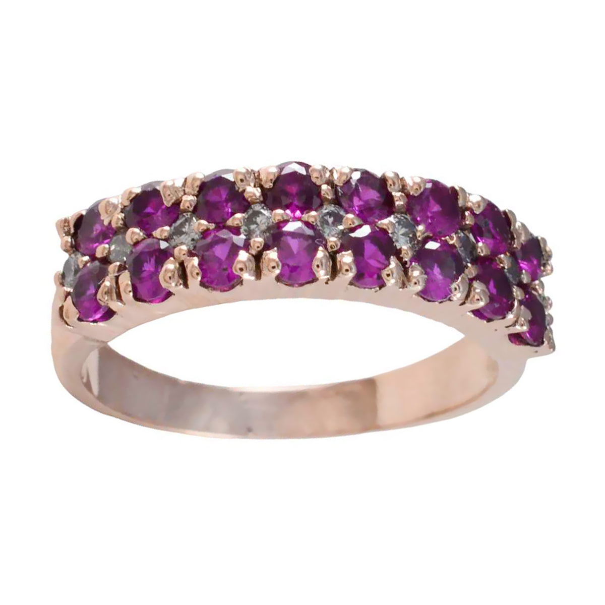 riyo superbo anello in argento con placcatura in oro rosa rubino cz pietra a forma rotonda con montatura a punta anello di fidanzamento con gioielli antichi