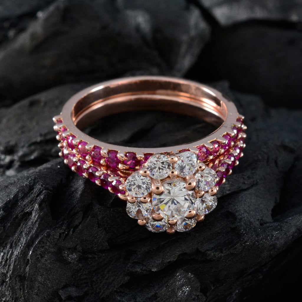 Ruby CZ Halo American Sterling Silver Red Gems Delicate Feminine Ring Jewellery