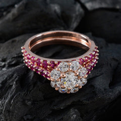 Серебряное кольцо Riyo Suppiler с покрытием из розового золота, рубин, камень cz, круглая форма, зубец, свадебные украшения, кольцо на день отца