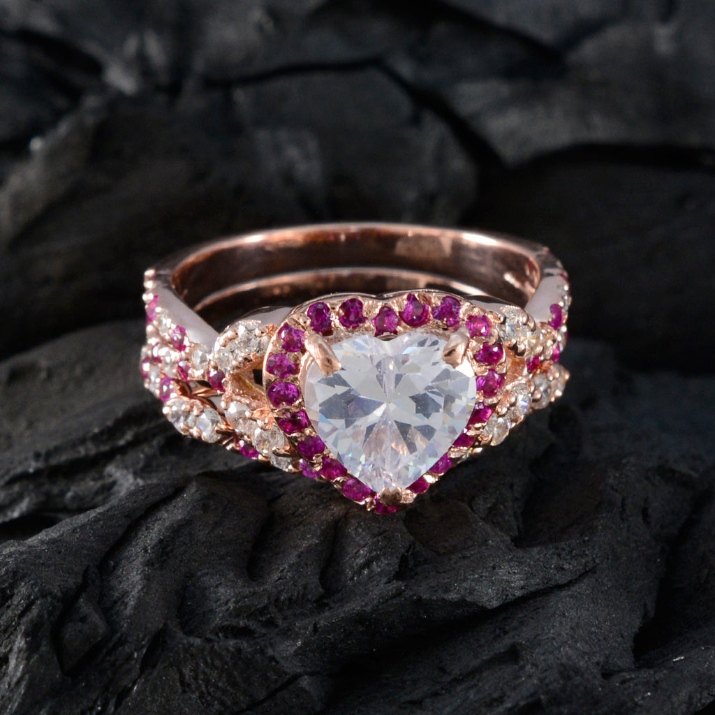Ruby CZ Halo American Silver Red Gems Whisper thin Heart Ring Jewellery