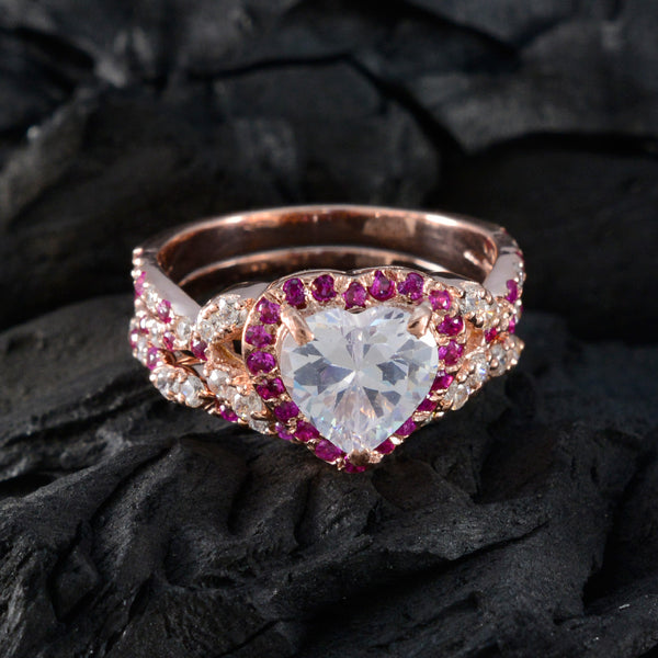 Ruby CZ Halo American Silver Red Gems Whisper thin Heart Ring Jewellery