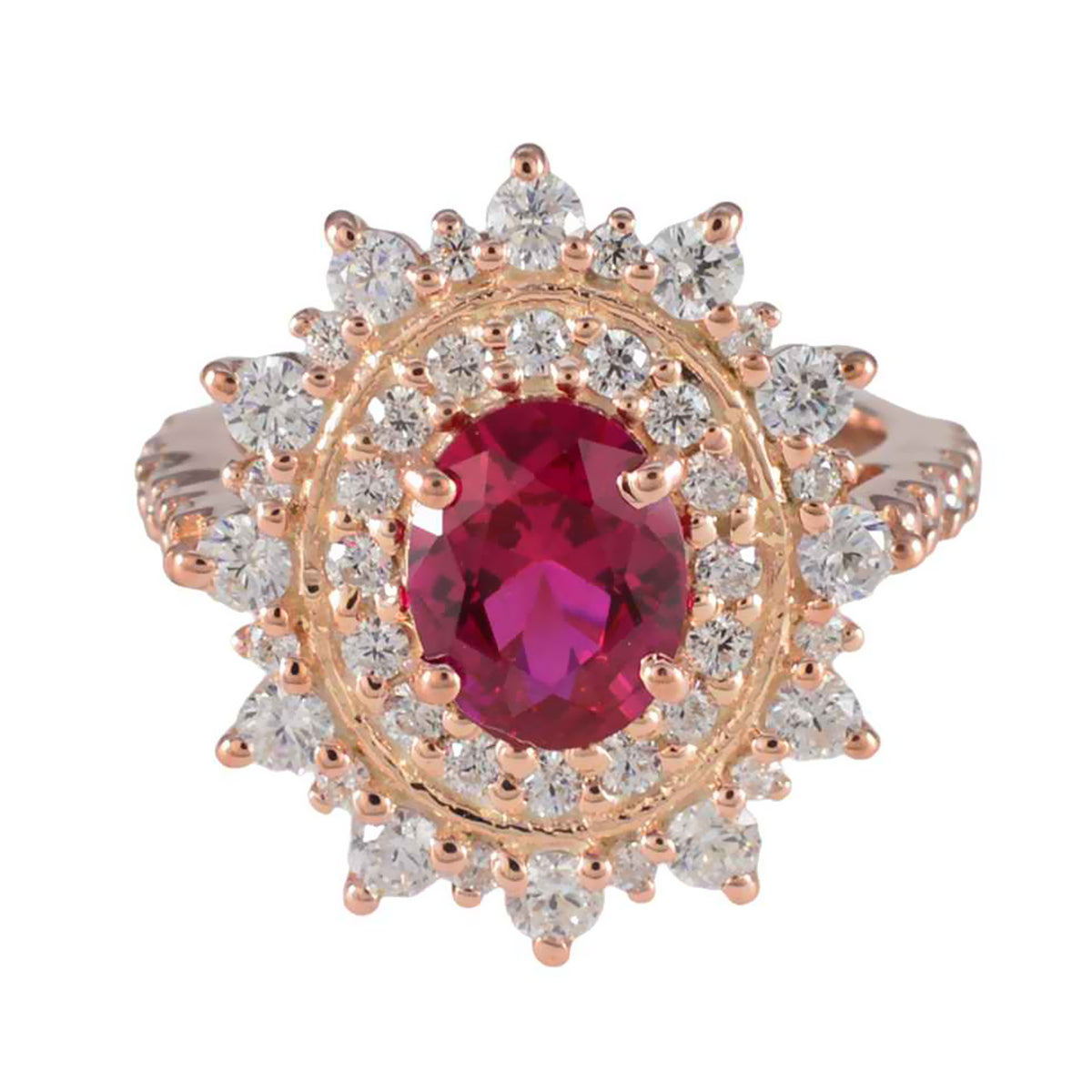 Ruby CZ Halo Indian Sterling Silver Red Gemstone Mid weight Romantic Ring Jewelry Главное изображение товара