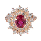 Ruby CZ Halo Indian Sterling Silver Red Gemstone Mid weight Romantic Ring Jewelry